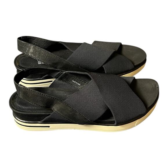 Eileen Fisher‎ Platform Sandals Womens 6 Good Crisscross Black Nubuck Leather - Picture 3 of 8
